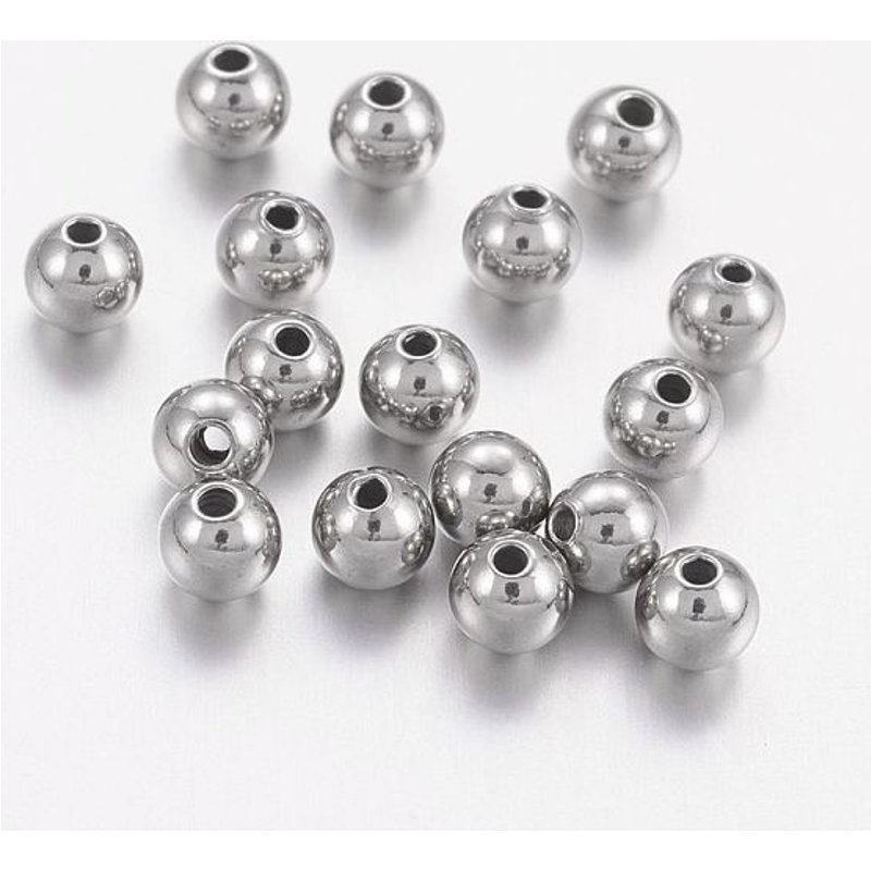 Non-Tarnish Stainless Steel Beads, Solid Round, 4mm, 1.2mm Hole — Jewelry Beads