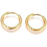 Boucles d'oreilles créoles huggie en acier inoxydable 304 avec placage en or 18K — Boucles d'oreilles créoles