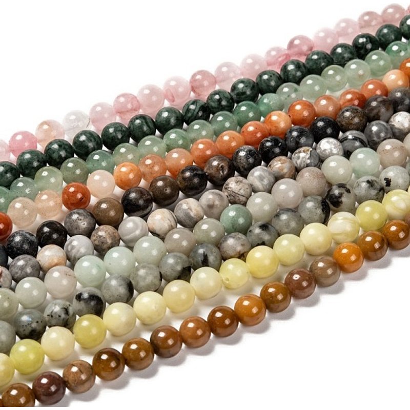 Natural Gemstone Beads Strands, Mixed Stone, Round, 8mm — Jewelry Beads