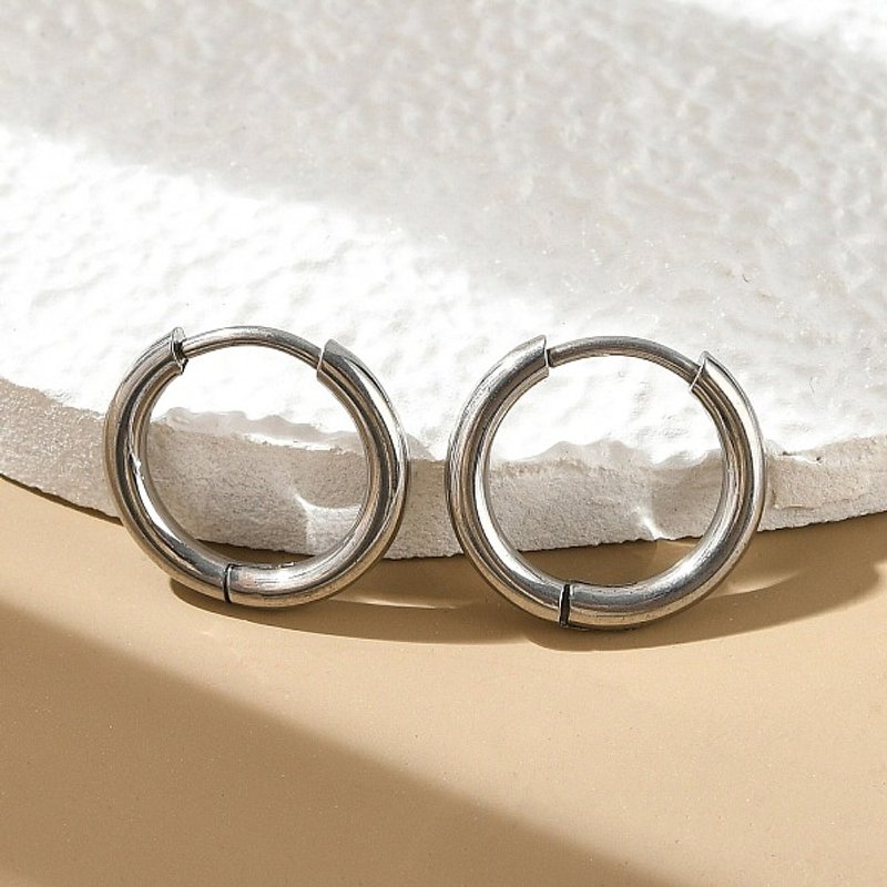 202 Stainless Steel Huggie Hoop Earrings, Hypoallergenic — Hoop Earrings
