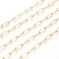Chaînes en laiton en forme de trombone, ovale plat, plaqué or 18K, 16,4 pieds