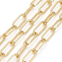 Chaînes en laiton type trombone, chaînes en câble allongées, plaquées or 18K