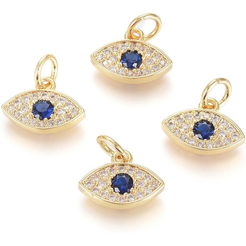 Brass Micro Pave Cubic Zirconia Evil Eye Charm with Jump Ring — Charms & Pendants