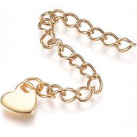 304 Stainless Steel Chain Extender with Heart Charms, Golden — Jewelry Findings