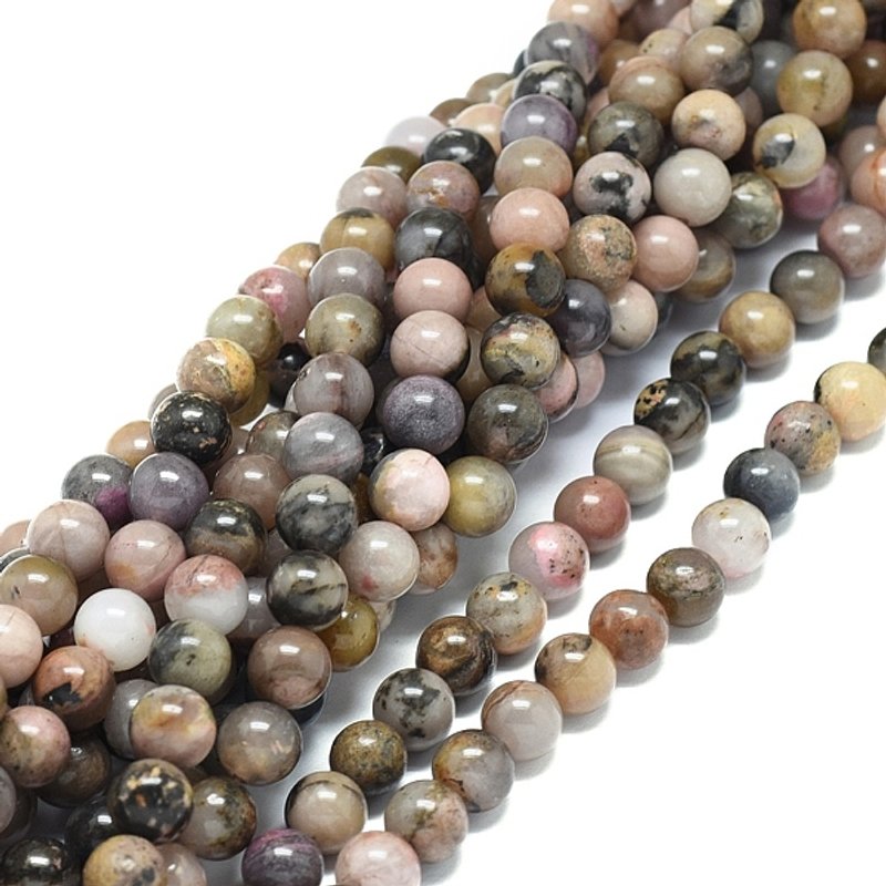 Fils de perles de rhodonite naturelle, rondes, 8 mm, 47 pcs/fils — Perles à bijoux