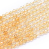 Fil de perles de citrine naturelle, facettées, rondes, 3-3,5 mm, 110 pcs