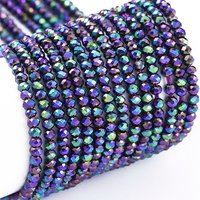 Brins de perles en verre électroplaqué, rondelle facettée, 2x1.5mm — Perles à bijoux