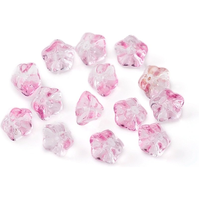 Perles en verre électroplaquées, fleur de trompette, rose, 8.5x8x5.5mm — Perles à bijoux