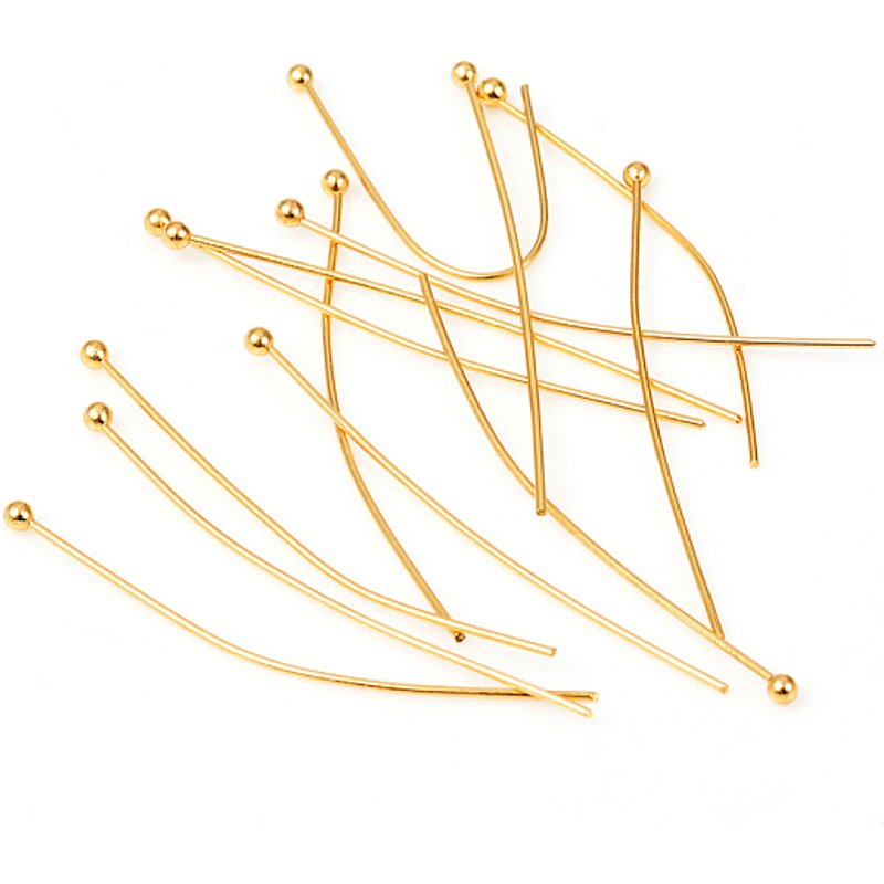 Épingles à tête boule dorées en acier inoxydable 304, 40x0.6mm, 22 Gauge — Accessoires pour bijoux