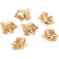 Charm en Acier Inoxydable 304 avec Plaquage en Or 18K - Éléphant