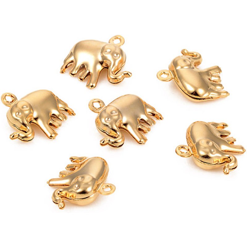 304 Stainless Steel Elephant Charm with 18K Gold Plating — Charms & Pendants