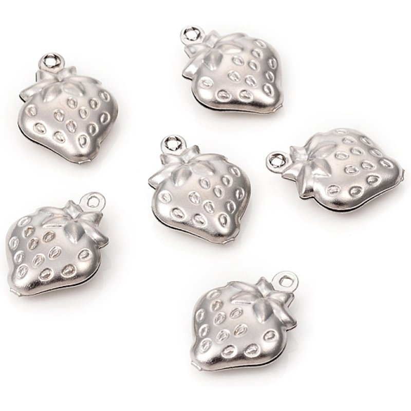 Non-Tarnish Stainless Steel Strawberry Charm 15x11mm — Charms & Pendants