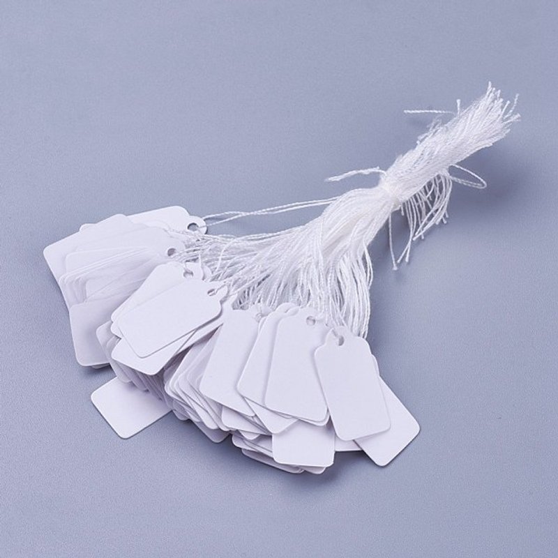 White Rectangle Jewelry Price Tags with String - 100pcs — Jewelry Display & Storage