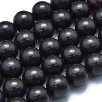 Natural Shungite Beads Strands, Round 6-6.5mm, 0.6mm Hole