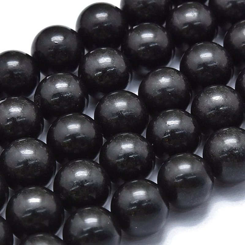 Brins de perles de shungite naturel, rond 6-6.5mm, trou de 0.6mm — Perles à bijoux