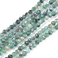 Fils de perles d'émeraude naturelle, rondes, facettées, 2mm, trou de 0.5mm — Perles à bijoux