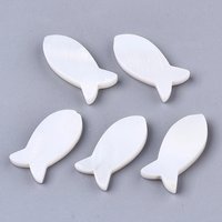 Natural Freshwater Shell Beads, Fish, White, 17x8.5x2.5-3mm