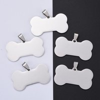Pendentifs en acier inoxydable 304 en forme d'os de chien, étiquette vierge