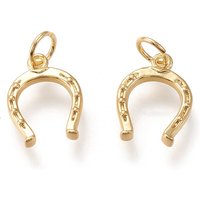 Golden Horseshoe Brass Pendant with Jump Ring — Charms & Pendants