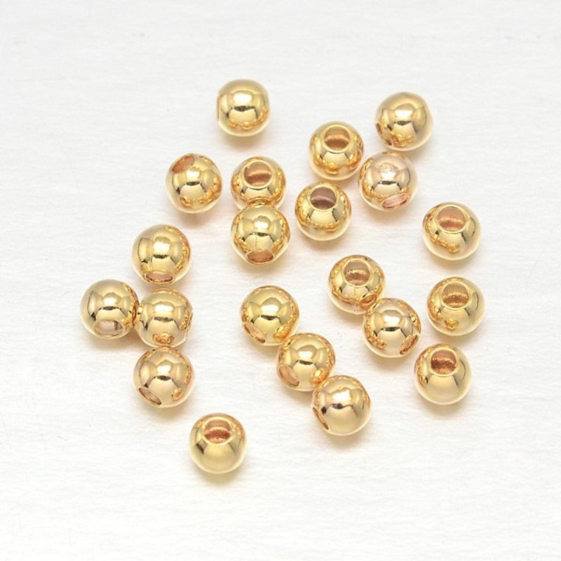 Perles Intercalaires Rondes en Laiton Plaqué Or, 2.5mm, Sans Plomb — Perles à bijoux