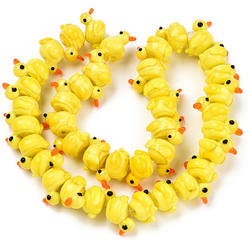 Brins de perles lampwork faites à la main, canard, jaune, 40pcs, 16.73 pouces — Perles à bijoux