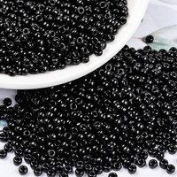 Miyuki Round Rocailles Beads, Japanese Seed Beads, Black 8/0 (RR401)