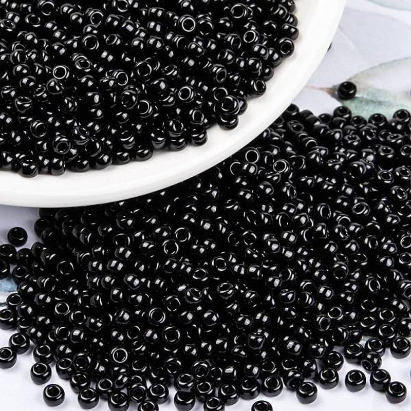 Perles Rocailles Miyuki, Perles de Verre Japonaises, Noires 8/0 (RR401) — Perles à bijoux