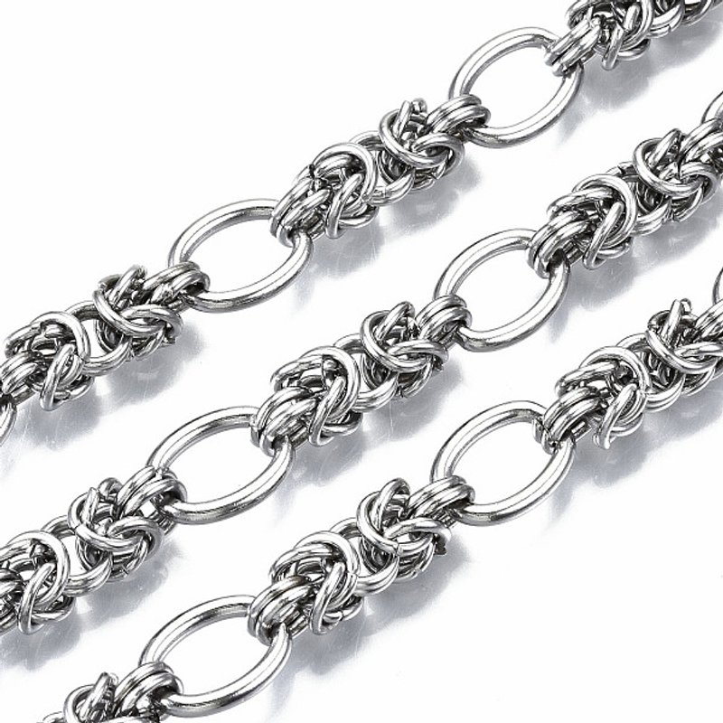 Chaînes byzantines en acier inoxydable 304 sur bobine, non soudées, 16.4 pieds — Chaînes, fils et cordons