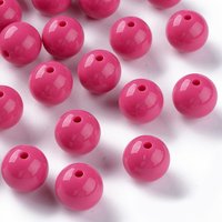 Perles Acryliques Opaques Ronde, Camellia, 16x15mm, 220pcs/500g — Perles à bijoux