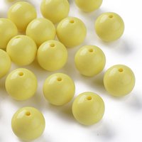 Perles Acryliques Opaques Jaunes Rondes, 20x19mm, 111pcs/500g — Perles à bijoux