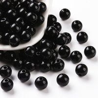 Opaque Black Acrylic Round Beads, 8x7mm, 1745pcs/500g