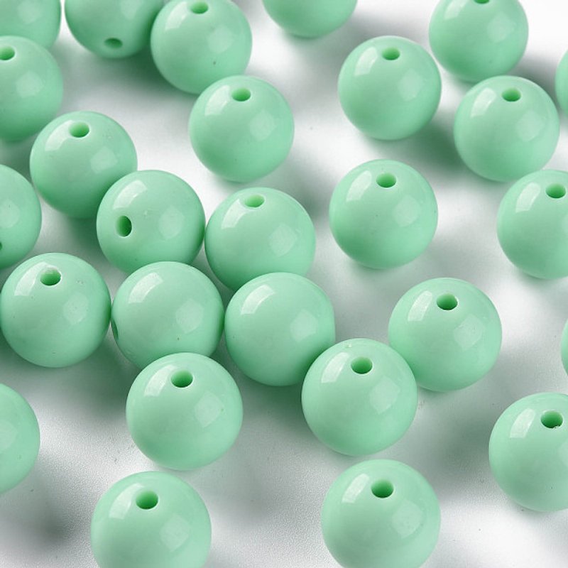 Perles Acryliques Opaques Rondes, Aquamarine, 16x15mm, 220pcs — Perles à bijoux