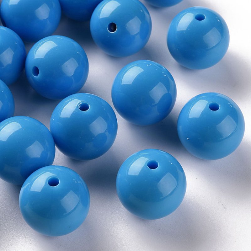 Perles Acryliques Opaques, Rondes, Bleu Ciel Profond, 20x19mm, 111pcs/500g — Perles à bijoux