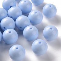 Perles Acryliques Opaques Ronde, Bleu Ciel Clair, 20x19mm, 111pcs — Perles à bijoux