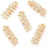 Brass Micro Pave Clear Cubic Zirconia Pendant - Word Mama - 18K Gold Plated — Charms & Pendants