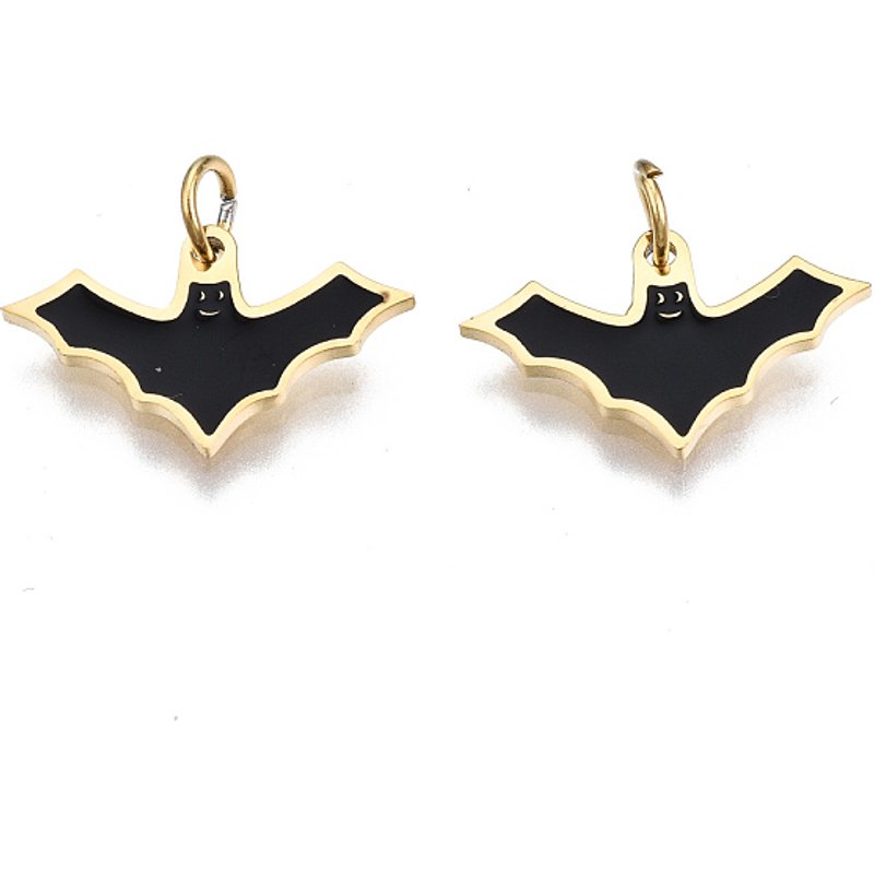 316 Stainless Steel Enamel Bat Charms with Jump Rings for Halloween — Charms & Pendants
