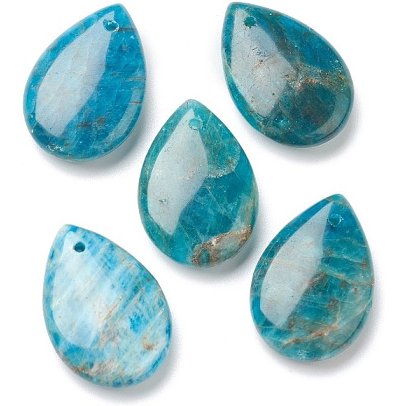 Natural Apatite Teardrop Pendants, 24.5x17x6mm, Hole: 0.5mm — Charms & Pendants