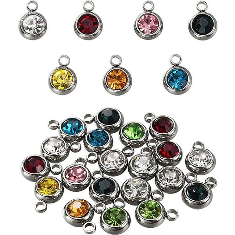 20Pcs Charms en Acier Inoxydable avec Rhinestones, Couleurs Variées — Breloques et pendentifs