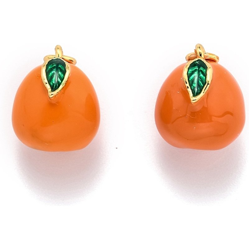 Charms en Émail en Laiton avec Anneau, Plaqué Or 18K, Orange — Breloques et pendentifs