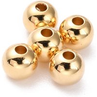 Brass Beads, Round 24K Gold Plated, 4mm, Hole Size 1.2mm — Jewelry Beads