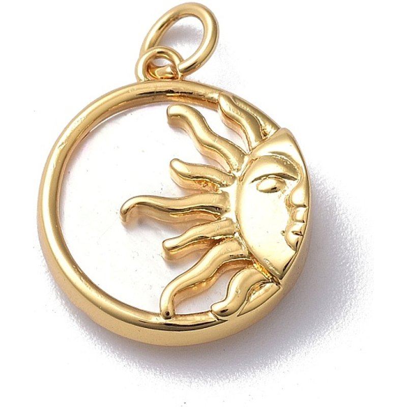 Natural Shell Pendant with Brass Findings and Jump Ring — Charms & Pendants