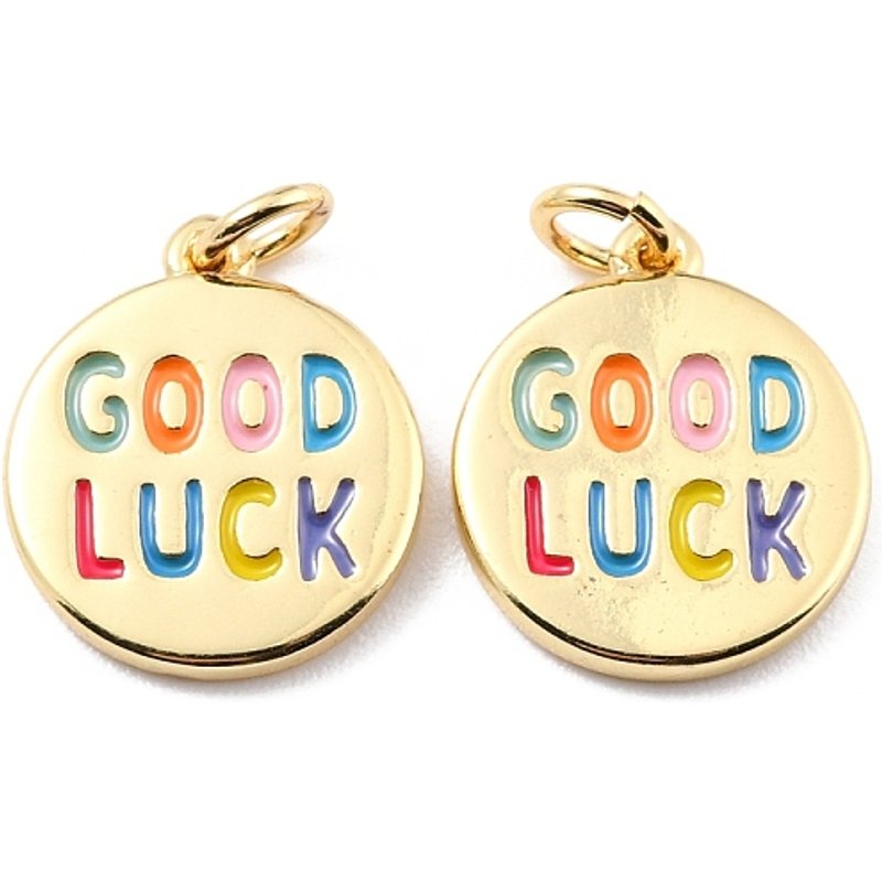 Pendentifs en Émail en Laiton avec Anneau, Plaqué Or 18K, Coloré — Breloques et pendentifs