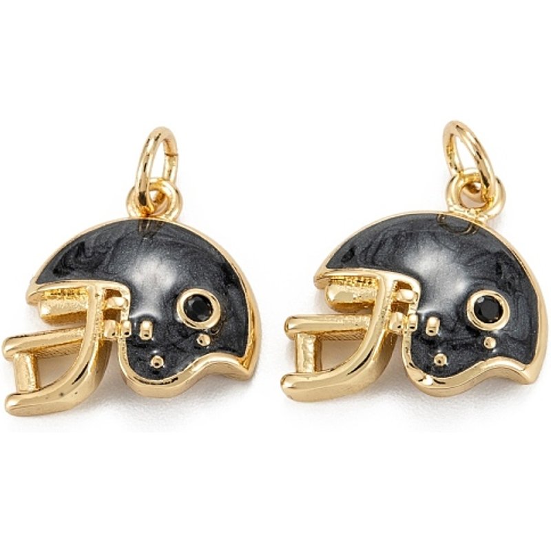 Brass Enamel Helmet Charm with 18K Gold Plating and Jump Ring — Charms & Pendants
