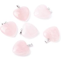 Natural Rose Quartz Heart Pendants with Platinum Tone Findings — Charms & Pendants