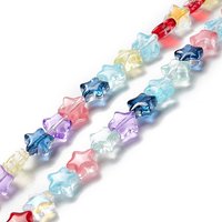 Fil de Perles Étoiles en Verre Transparent, Colorées, 50pcs — Perles à bijoux