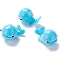 Perles en Verre Soufflé Fait Main, Forme de Baleine, Bleu Ciel Profond