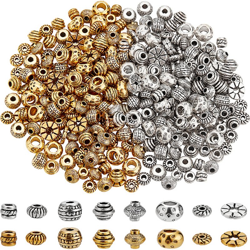 Sunnyclue 320Pcs Perles en Alliage de Style Tibétain pour Création de Bijoux — Perles à bijoux