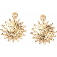 Charms en Acier Inoxydable 304, Soleil Texturé, Doré, 14.5x11.5mm — Breloques et pendentifs
