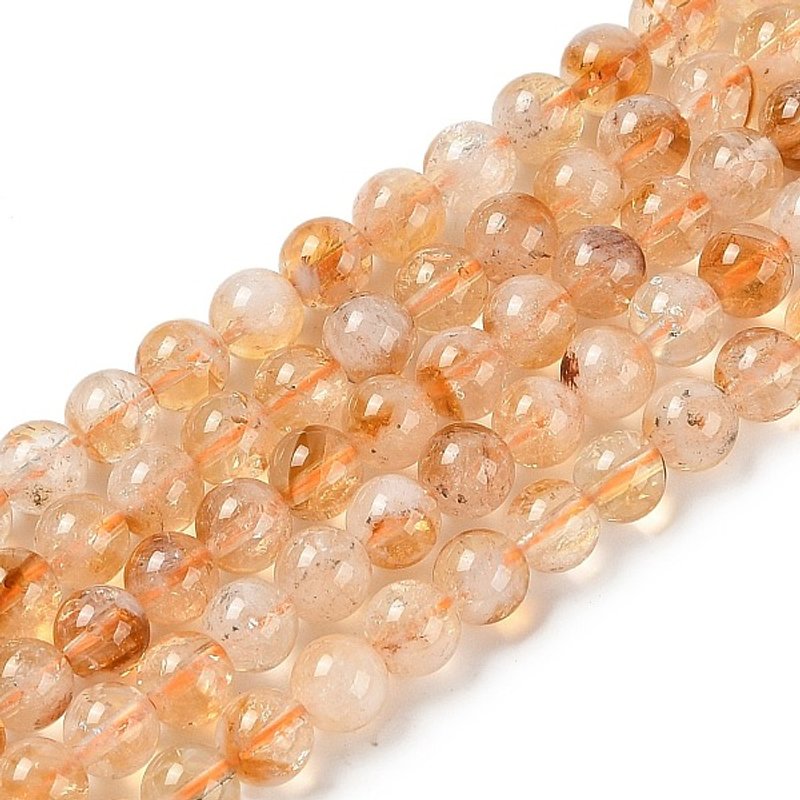 Fil de perles de citrine naturelle, rondes de 6mm, 67pcs/fil, 15.16 — Perles à bijoux