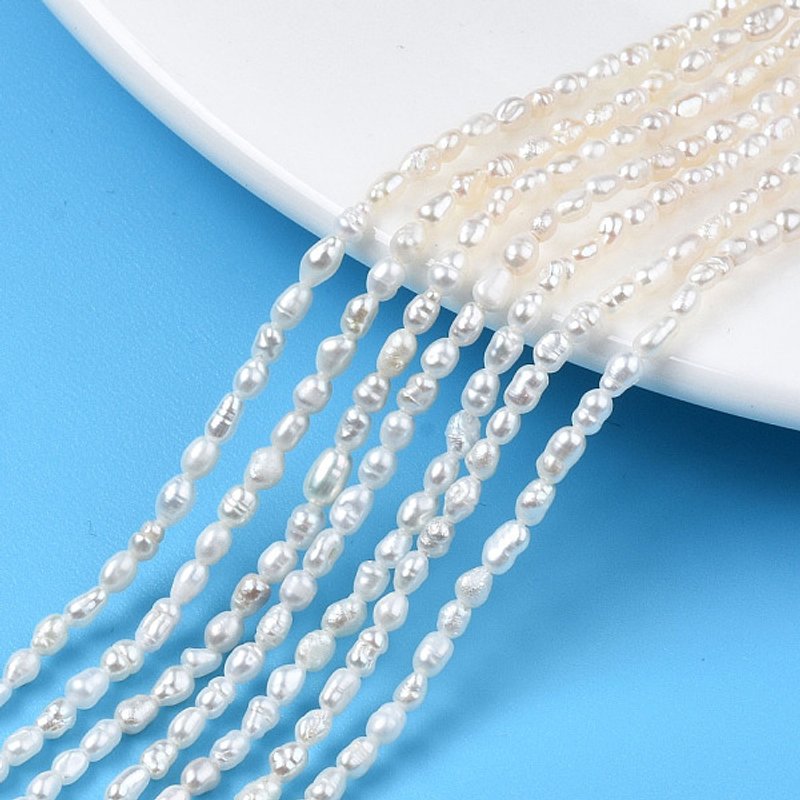 Brins de Perles de Culture d'Eau Douce Naturelles, Couleur Coquillage — Perles à bijoux